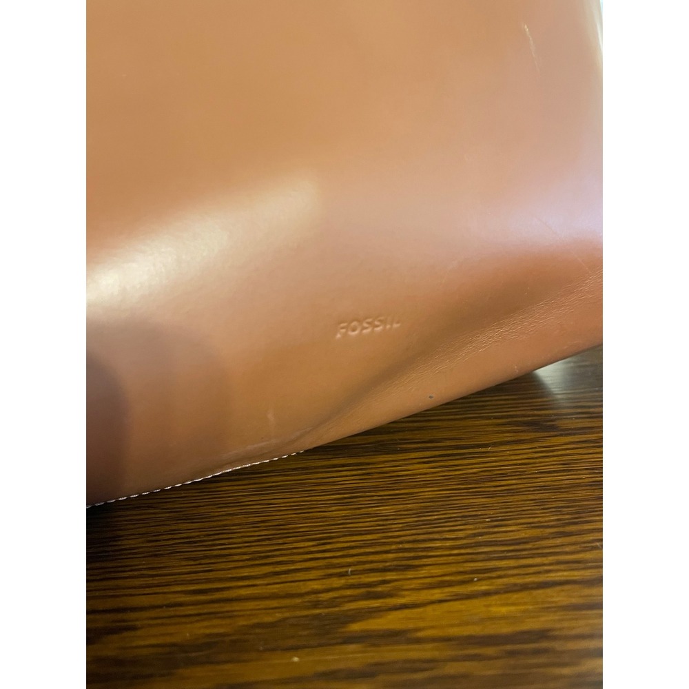 Fossil Cognac Leather Tote Bag - Gold Hardware - Picture 3 of 8